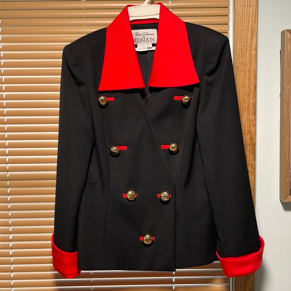 Rickie Freeman For Teri Jon Vintage Womens Blazer Size 6 Military Inspired Wool